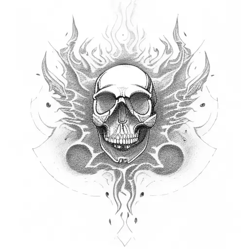 skull flame tattoo design idea