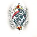 skull flame tattoo design idea