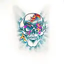 skull flame tattoo design idea