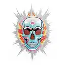 skull flame tattoo design idea