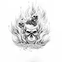 skull flame tattoo design idea