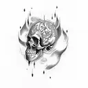 skull flame tattoo design idea