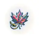 harp maple leaf tattoo design idea