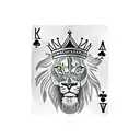 A tattoo of the king of spades from a deck of cards with a lions head with a crown replace the spade with a lion paw  tattoo design idea