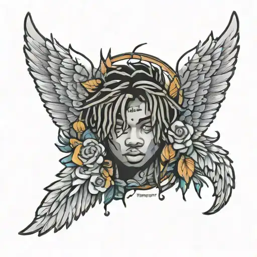Juice WRLD angel wings tattoo design idea