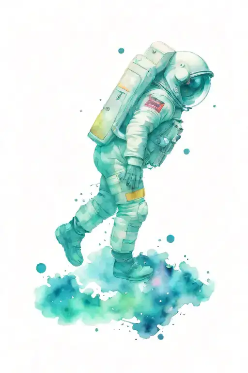 astronaut floating in space looking at the stars tattoo design idea