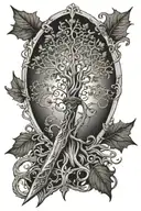 Narsil Sword from Lord of the rings with the hilt turning into the Tree of Gondor tattoo design idea