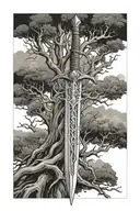 Narsil Sword from Lord of the rings with the hilt turning into the Tree of Gondor tattoo design idea