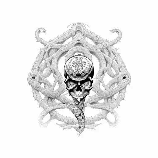 skull figure 8 serpent tattoo design idea