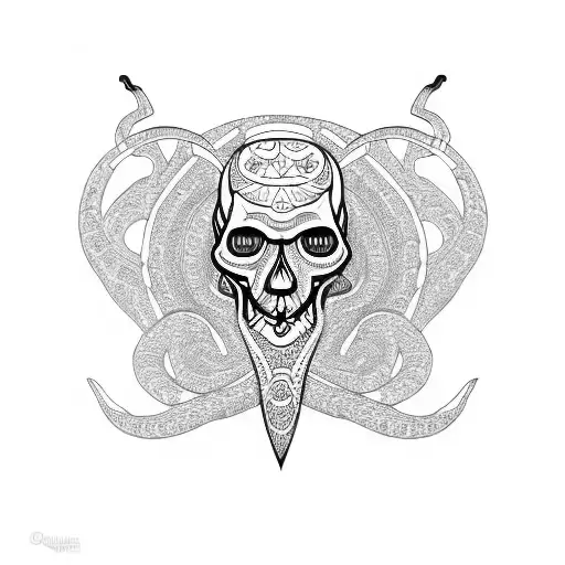skull figure 8 serpent tattoo design idea