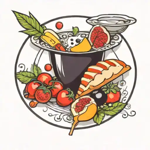 food on a plate tattoo design idea