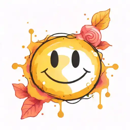 yellow  smiley face with black outline tattoo tattoo design idea