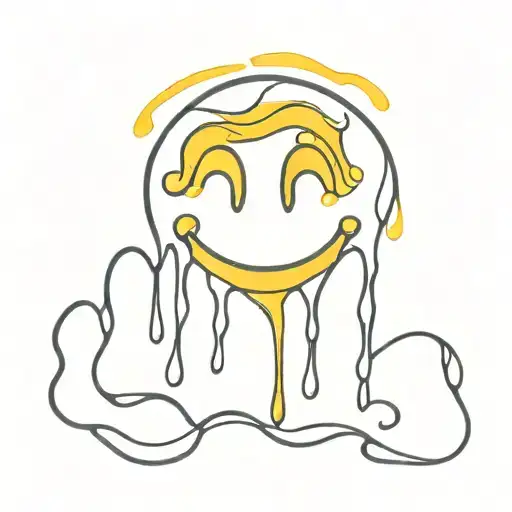 smiley face melting with yellow water colors representing tattoo design idea