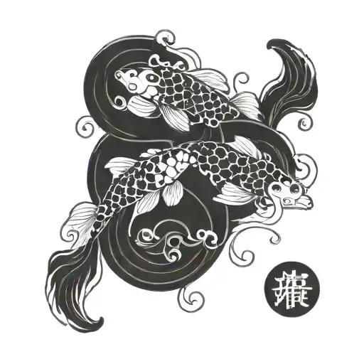 pisces yin Yang koi fish tattoo design idea