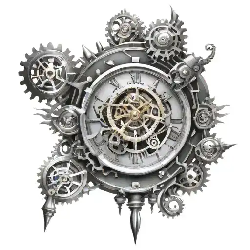 steampunk time tattoo design idea