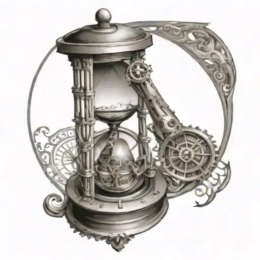 steampunk sundial hourglass  tattoo design idea