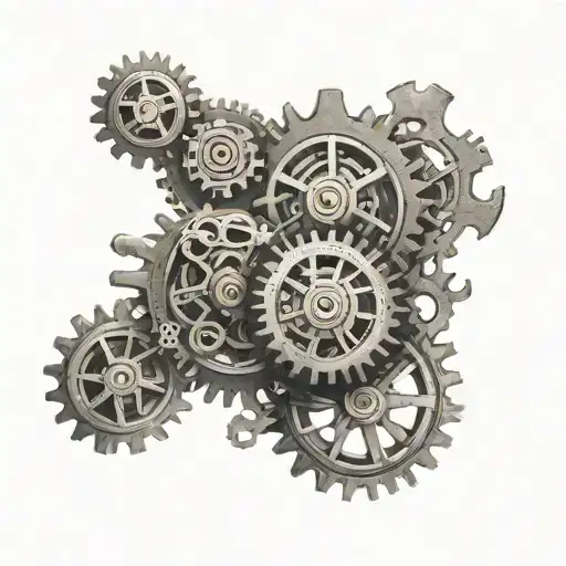 steampunk gears galaxy tattoo design idea