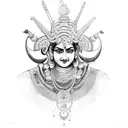 technology hindu mythological Ram and krishna with geometric shapes and shlok  tattoo design idea