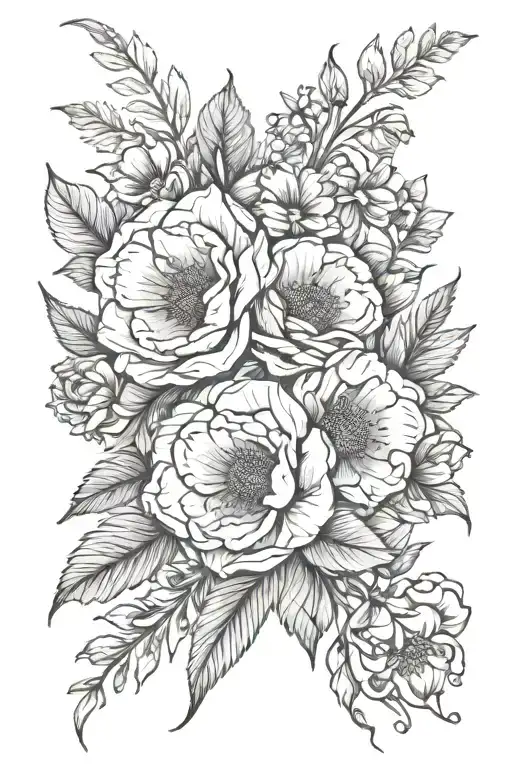 September and April birth flowers surrounding the name Ella tattoo design idea