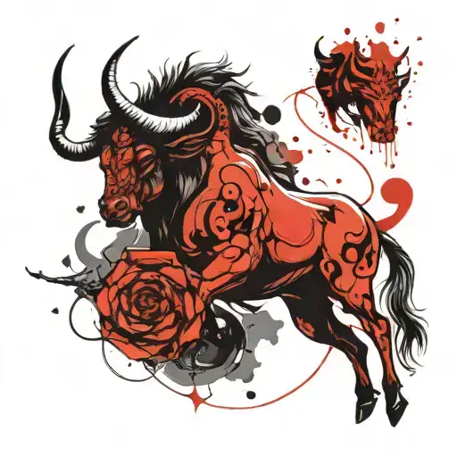 Taurus protecting Capricorn and Leo  tattoo design idea