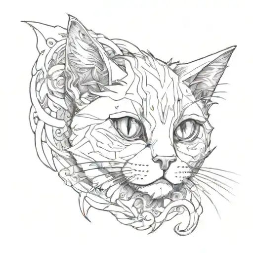 anime cat tattoo design idea