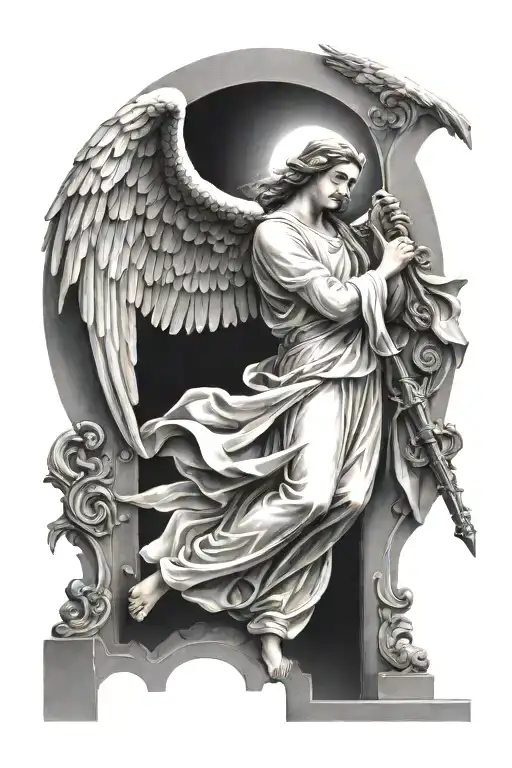 angel gabriel going thrue heaven gate tattoo design idea