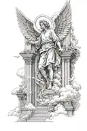 angel gabriel going thrue heaven gate tattoo design idea