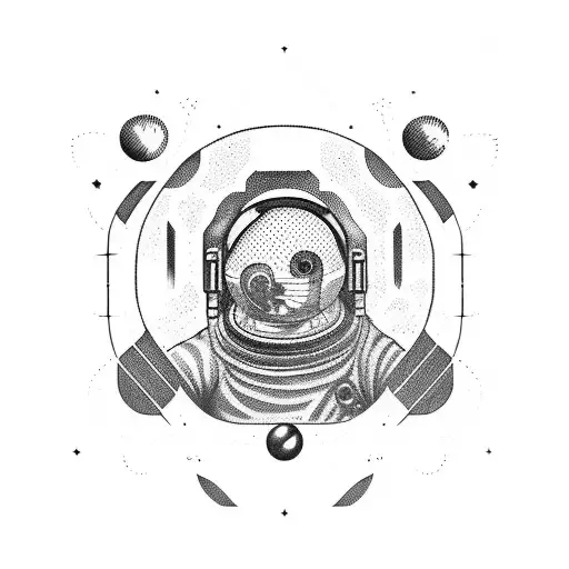 Astronaut with binary code tattoo design idea