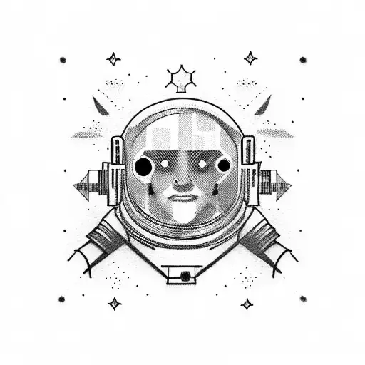 Astronaut with binary code tattoo design idea