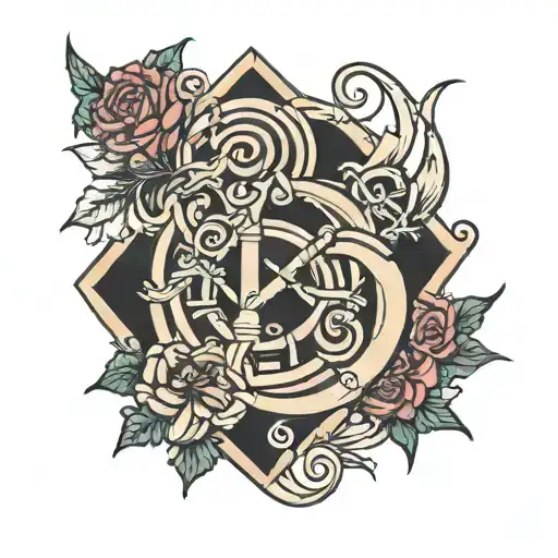 Scotland maritime elbow spiraling polygons tattoo design idea