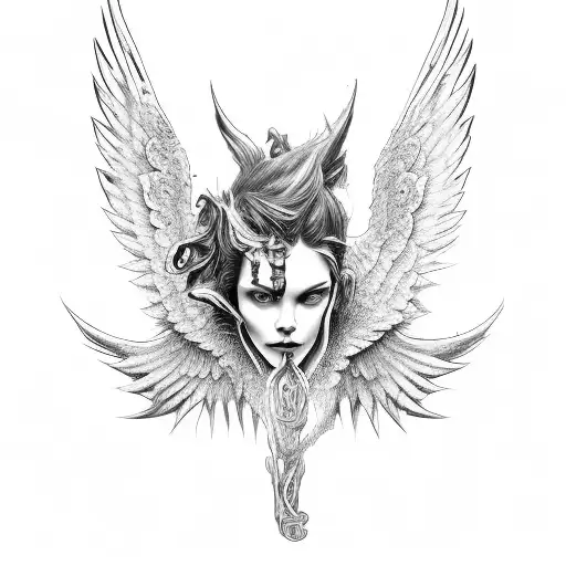 fallen angel tattoo design idea