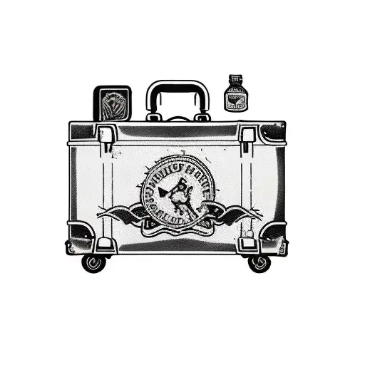 old fashioned suitcase tattoo design idea