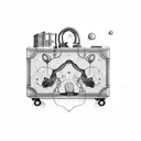 old fashioned suitcase tattoo design idea