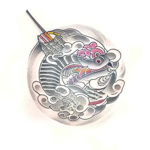 sushi knif tattoo design idea