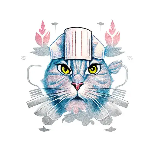 chef knife whith sakura tattoo design idea