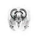 Ram skull with ravens on each side of the ram skull tattoo design idea