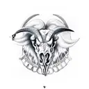 Ram skull with ravens on each side of the ram skull tattoo design idea