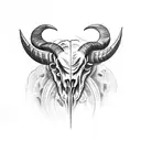 Ram skull with ravens on each side of the ram skull tattoo design idea