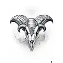 Ram skull with ravens on each side of the ram skull tattoo design idea