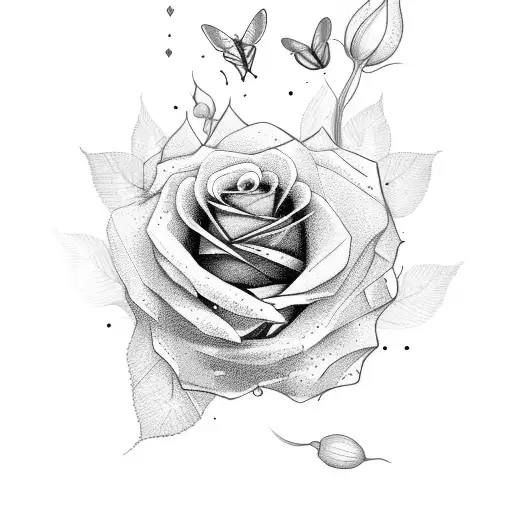 masculine looking roses and butterflies  tattoo design idea