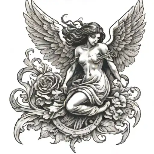 falling angel tattoo design idea