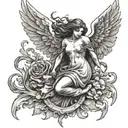 falling angel tattoo design idea