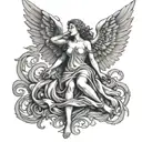 falling angel tattoo design idea