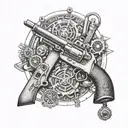 Create a sleeve tattoo featuring an assortment of vintage firearms and electrical symbols, honoring your profession as an electrician with a touch of badassery tattoo design idea