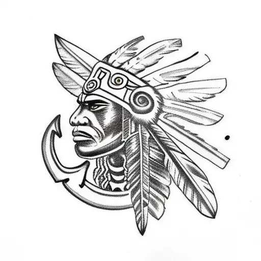 taino indian warrior tattoo design idea
