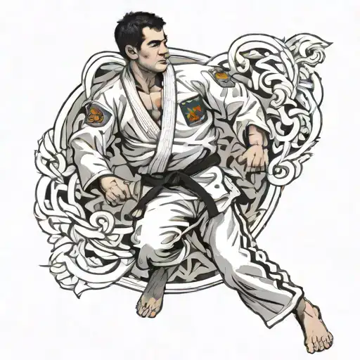 Brazilian jiu jitsu black belt tattoo design idea