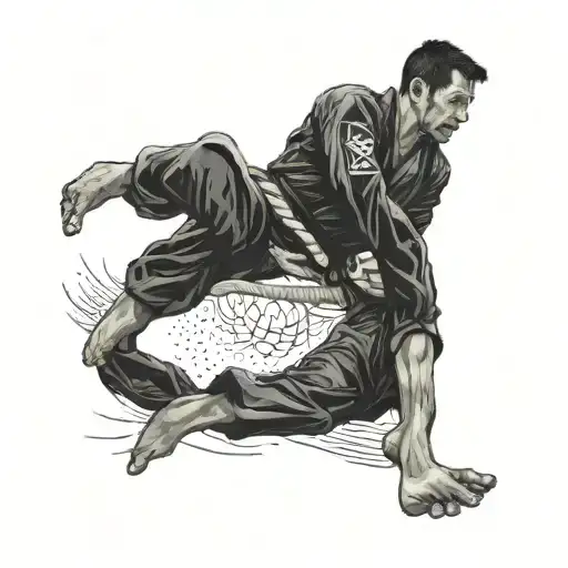 Brazilian jiu jitsu black belt tied tattoo design idea