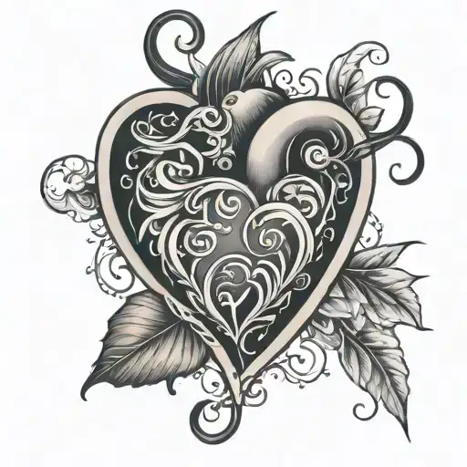 heart with C J S   tattoo design idea