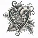 heart with C J S   tattoo design idea