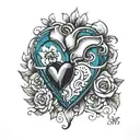 heart with C J S   tattoo design idea